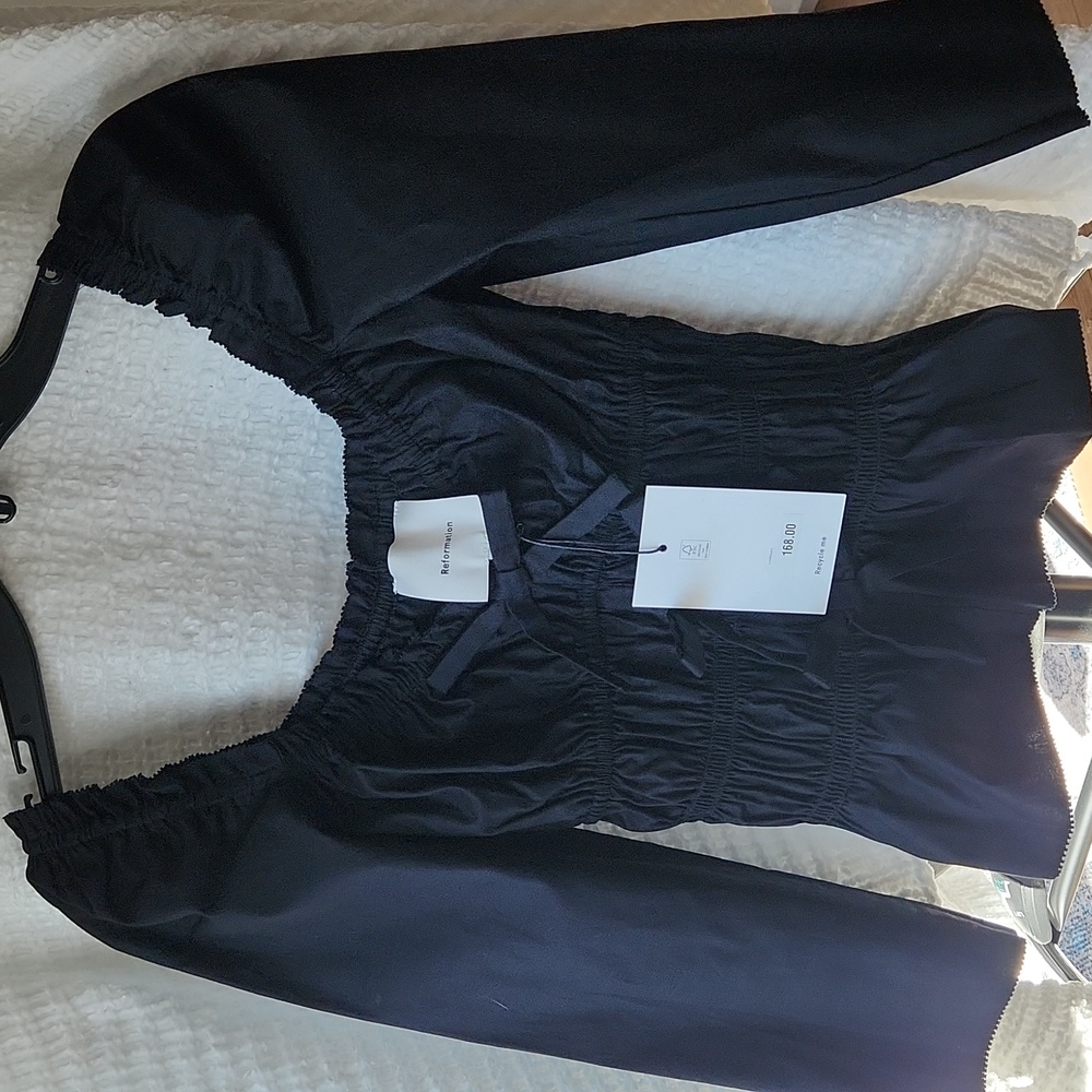 Reformation - Lauryn Gingham Cotton Top, Black, Size 0, NWT